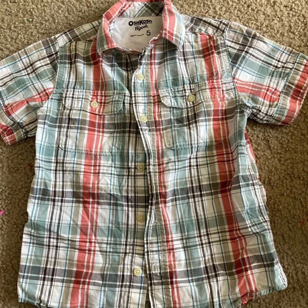 Little Boys Plaid OshKosh Button Down Shirt